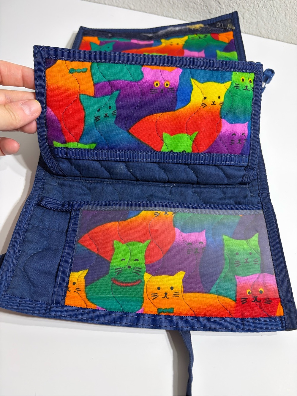 Vintage Multicolor Cat Print Crossbody - Wallet Organizer - Picture 5 of 10